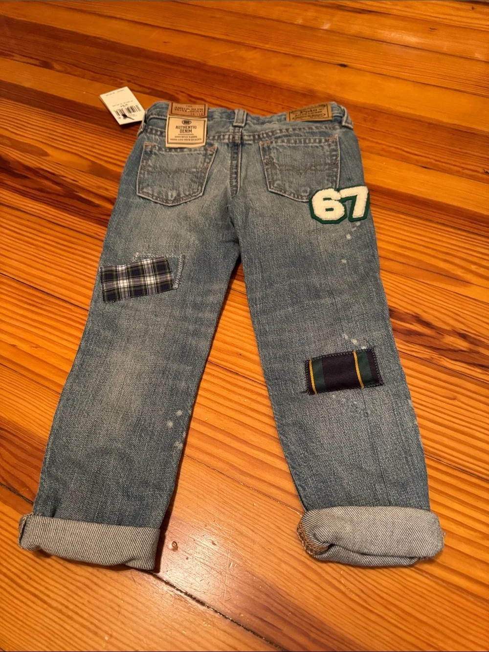 Ralph Lauren Boys Patchwork Light Wash Denim Jeans